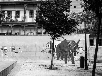 Photo de ville.Photo d'art. Photo noir et blanc. Photo de Madrid